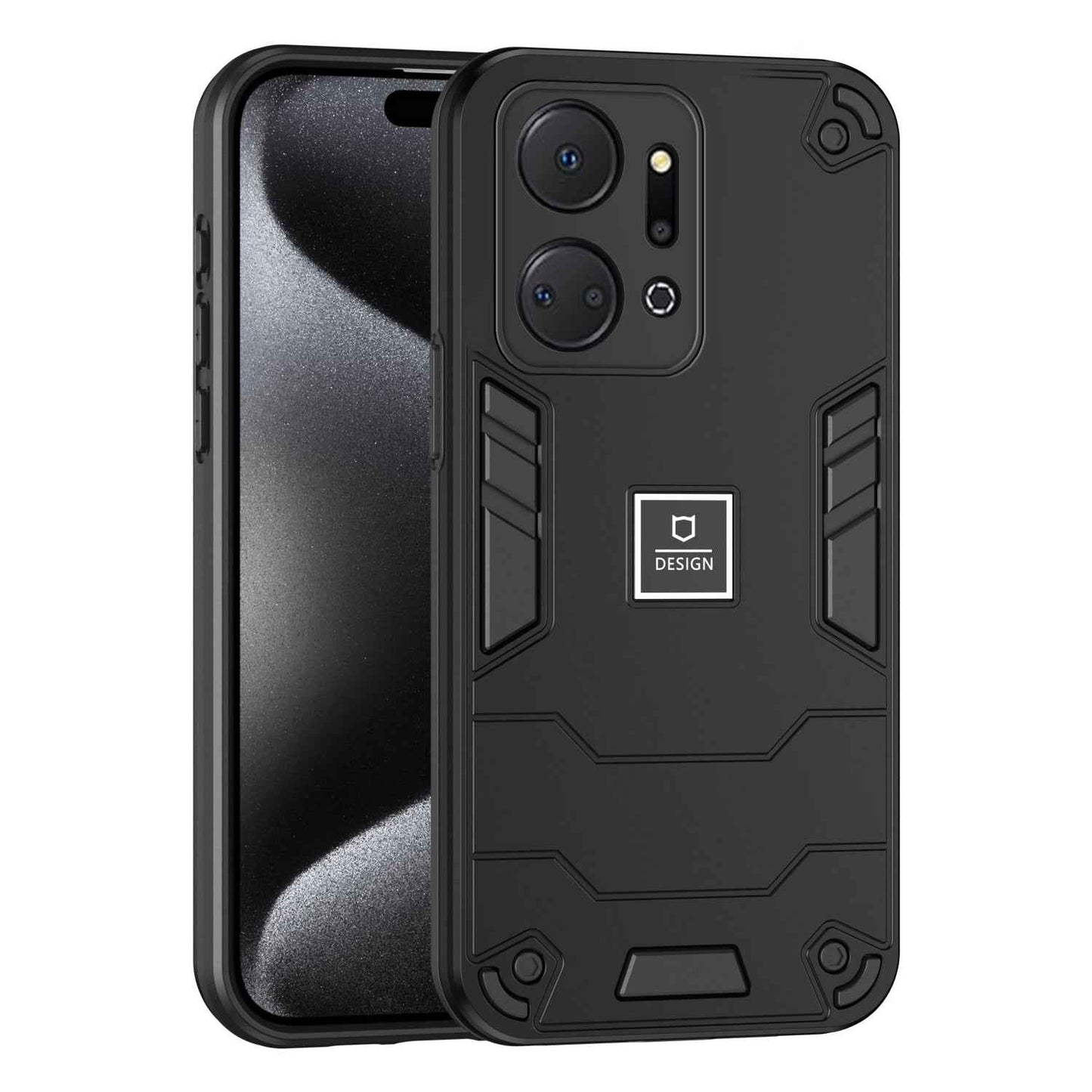 For-Honor-X7a-2-in-1-Shockproof-Phone-Case(Black)
