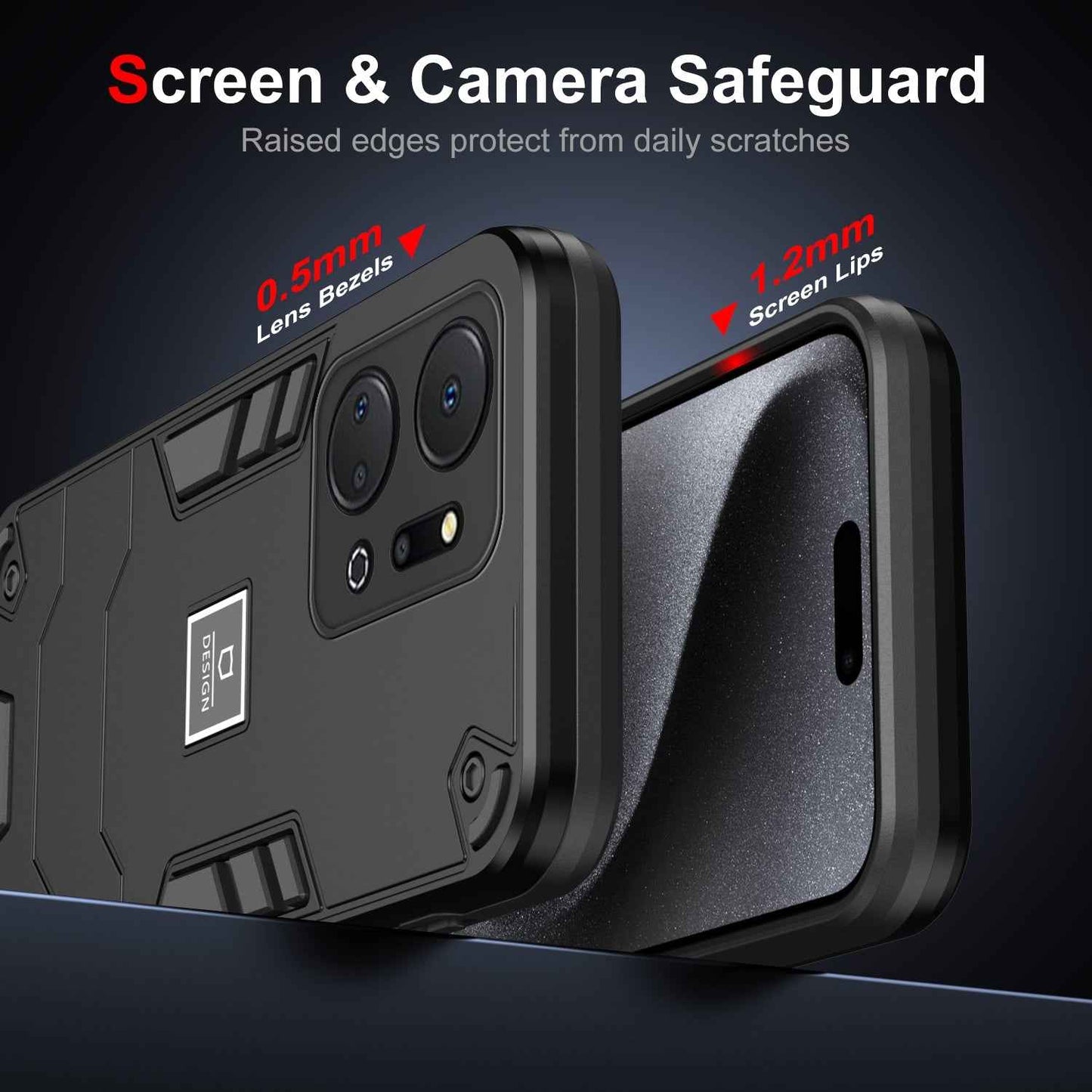 For-Honor-X7a-2-in-1-Shockproof-Phone-Case(Black)
