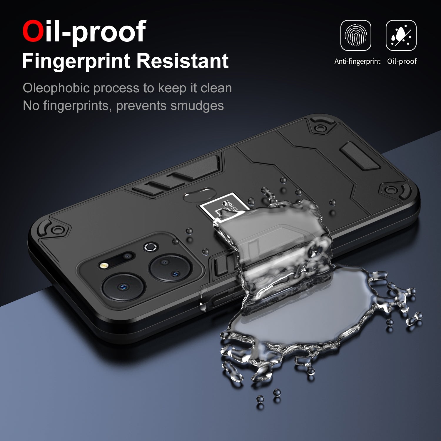 For-Honor-X7a-2-in-1-Shockproof-Phone-Case(Black)