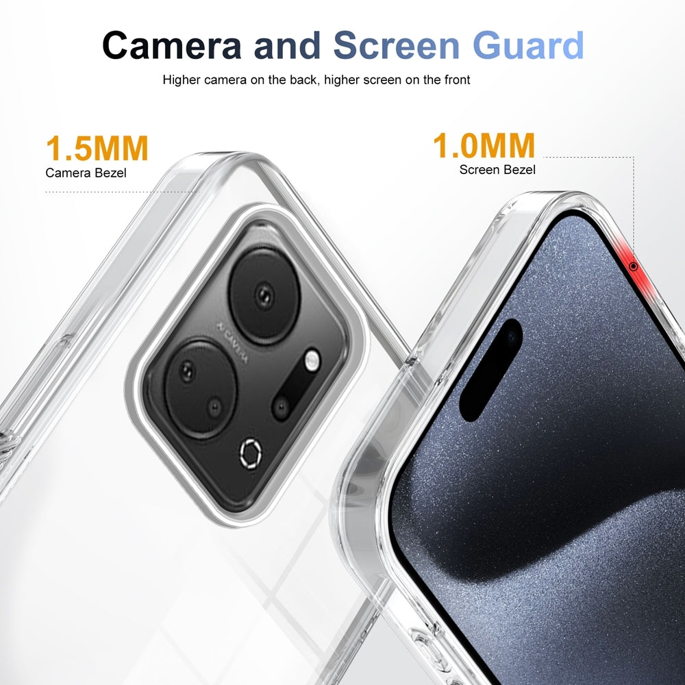 For-Honor-X7a-Anti-slip-Clear-Acrylic-Hybrid-TPU-Phone-Case(Transparent)