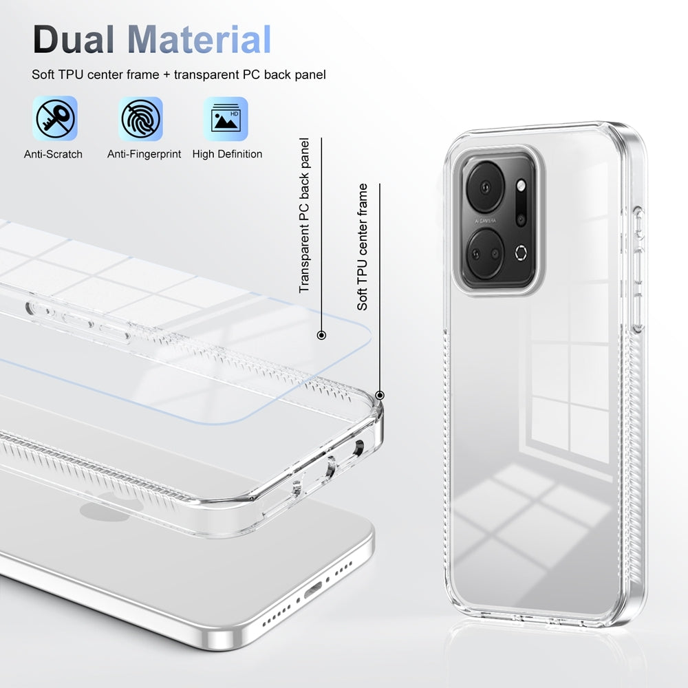 For-Honor-X7a-Anti-slip-Clear-Acrylic-Hybrid-TPU-Phone-Case(Transparent)