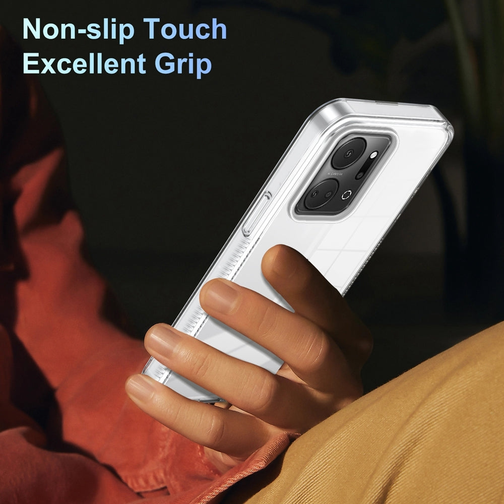 For-Honor-X7a-Anti-slip-Clear-Acrylic-Hybrid-TPU-Phone-Case(Transparent)