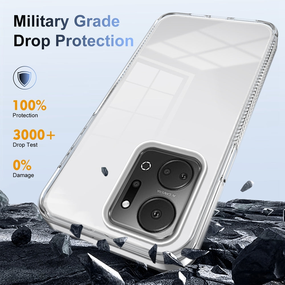 For-Honor-X7a-Anti-slip-Clear-Acrylic-Hybrid-TPU-Phone-Case(Transparent)