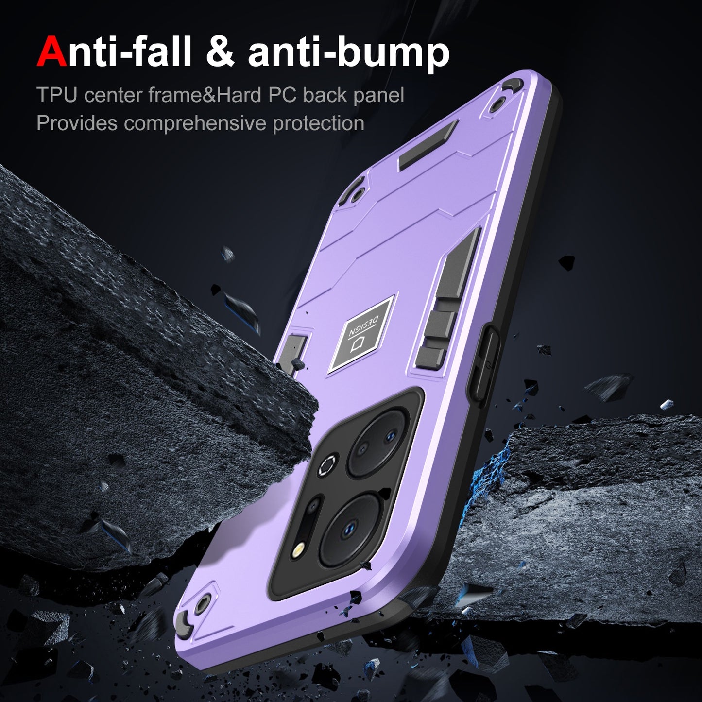 For-Honor-X7a-2-in-1-Shockproof-Phone-Case(Purple)