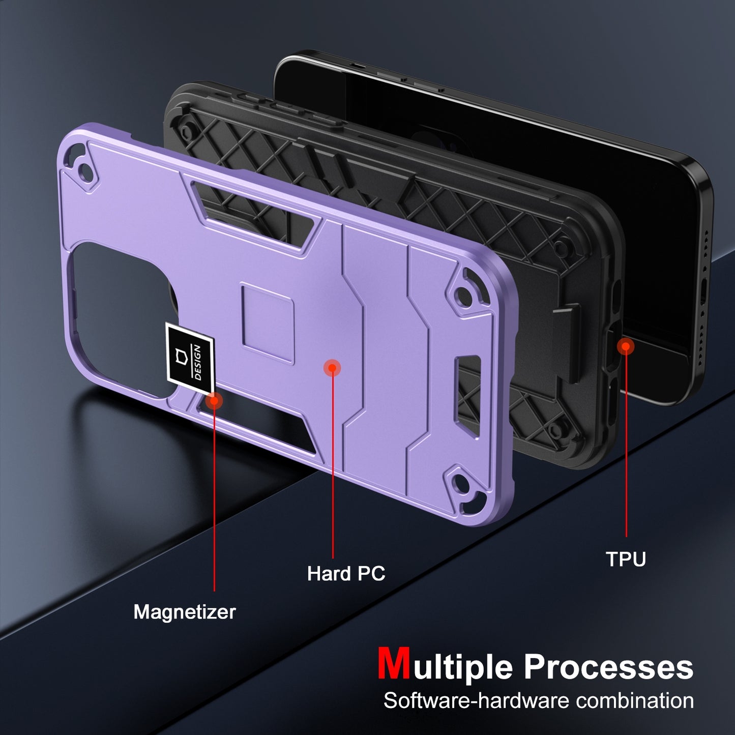 For-Honor-X7a-2-in-1-Shockproof-Phone-Case(Purple)