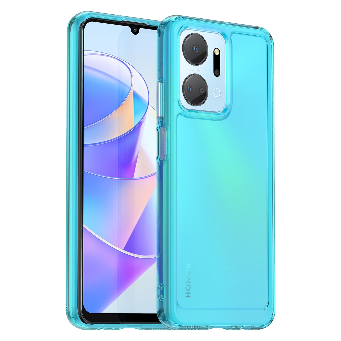 For-Honor-X7a-Candy-Series-TPU-Phone-Case(Transparent-Blue)