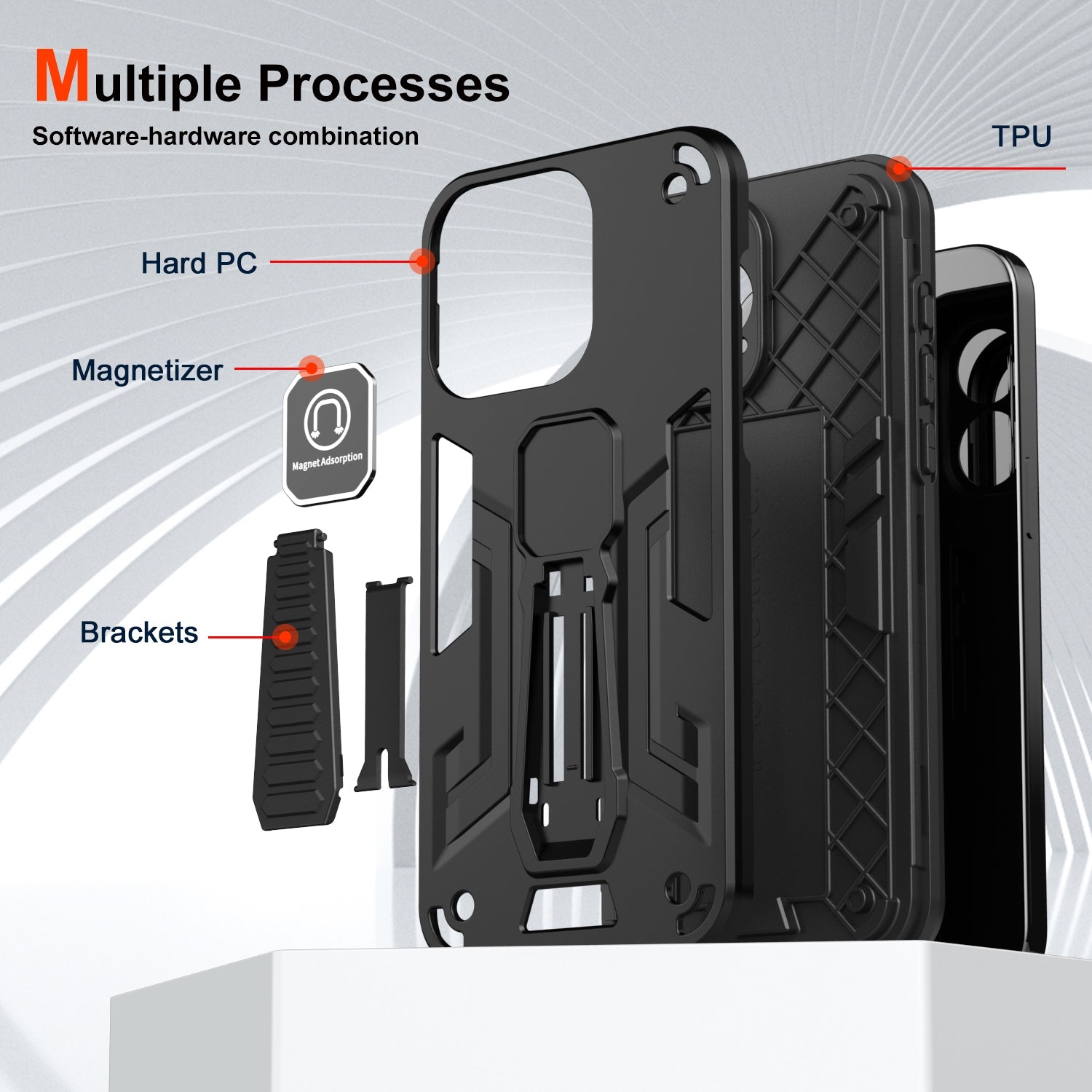 For-Honor-X7a-Shockproof-Holder-Phone-Case(Black)
