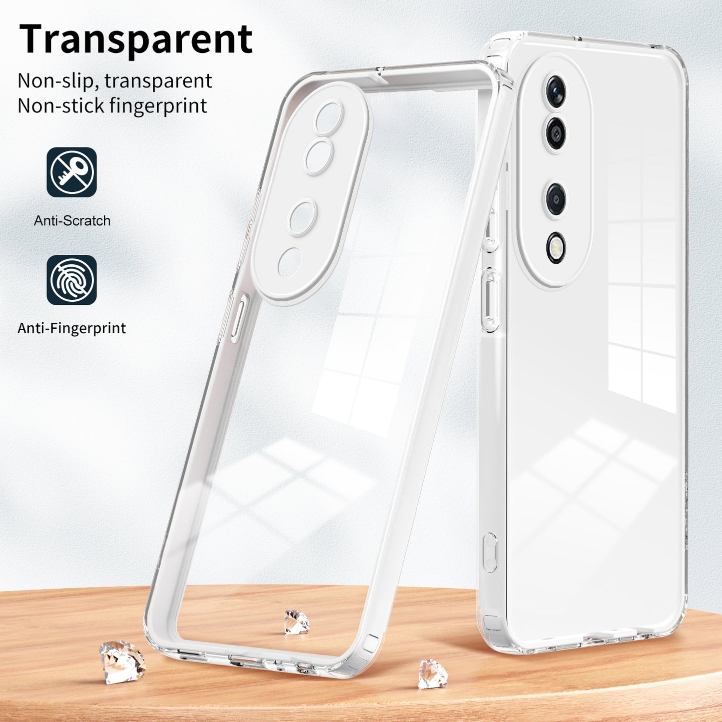 For-Honor-X7b-3-in-1-Clear-TPU-Color-PC-Frame-Phone-Case(White)