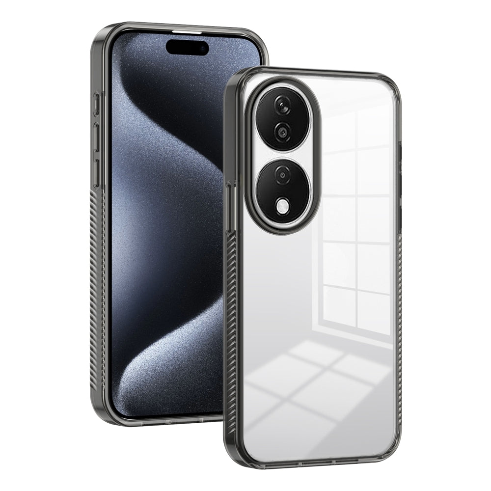 For-Honor-X7b-Anti-slip-Clear-Acrylic-Hybrid-TPU-Phone-Case(Black)