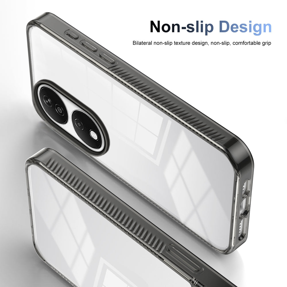 For-Honor-X7b-Anti-slip-Clear-Acrylic-Hybrid-TPU-Phone-Case(Black)