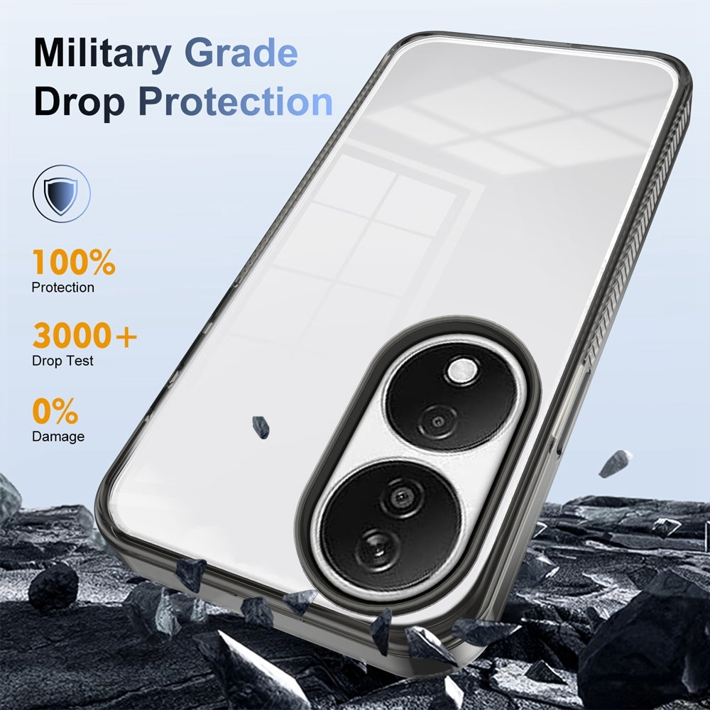 For-Honor-X7b-Anti-slip-Clear-Acrylic-Hybrid-TPU-Phone-Case(Black)
