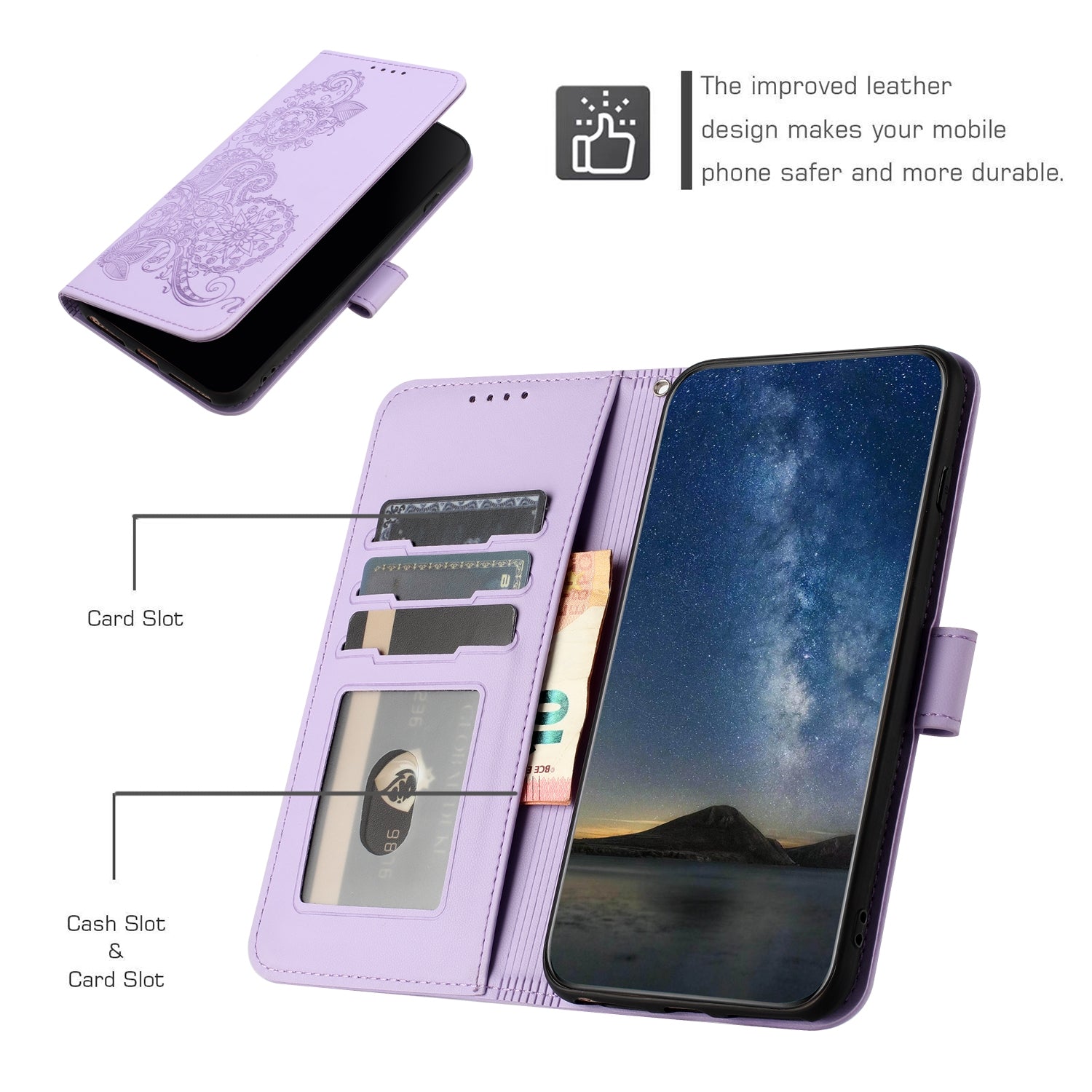For-Honor-X7b-Datura-Flower-Embossed-Flip-Leather-Phone-Case(Purple)