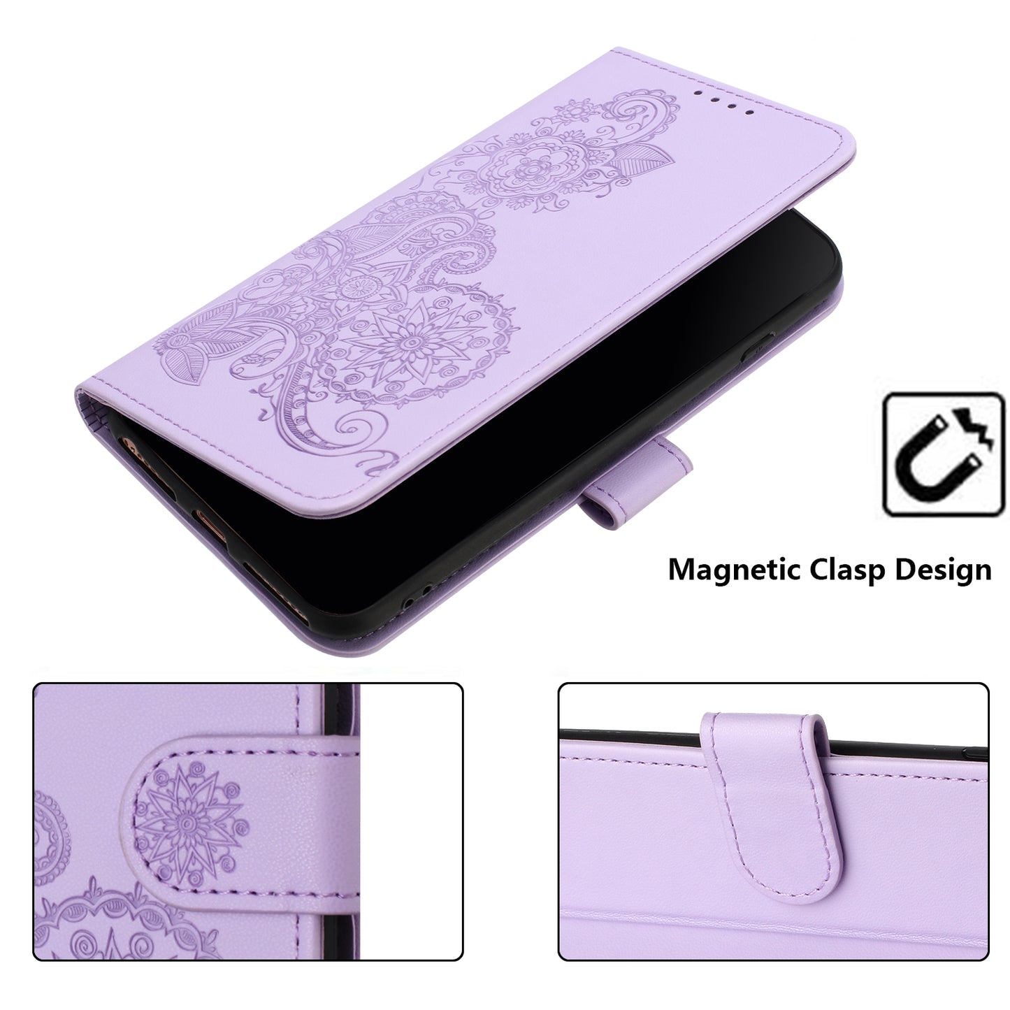 For-Honor-X7b-Datura-Flower-Embossed-Flip-Leather-Phone-Case(Purple)