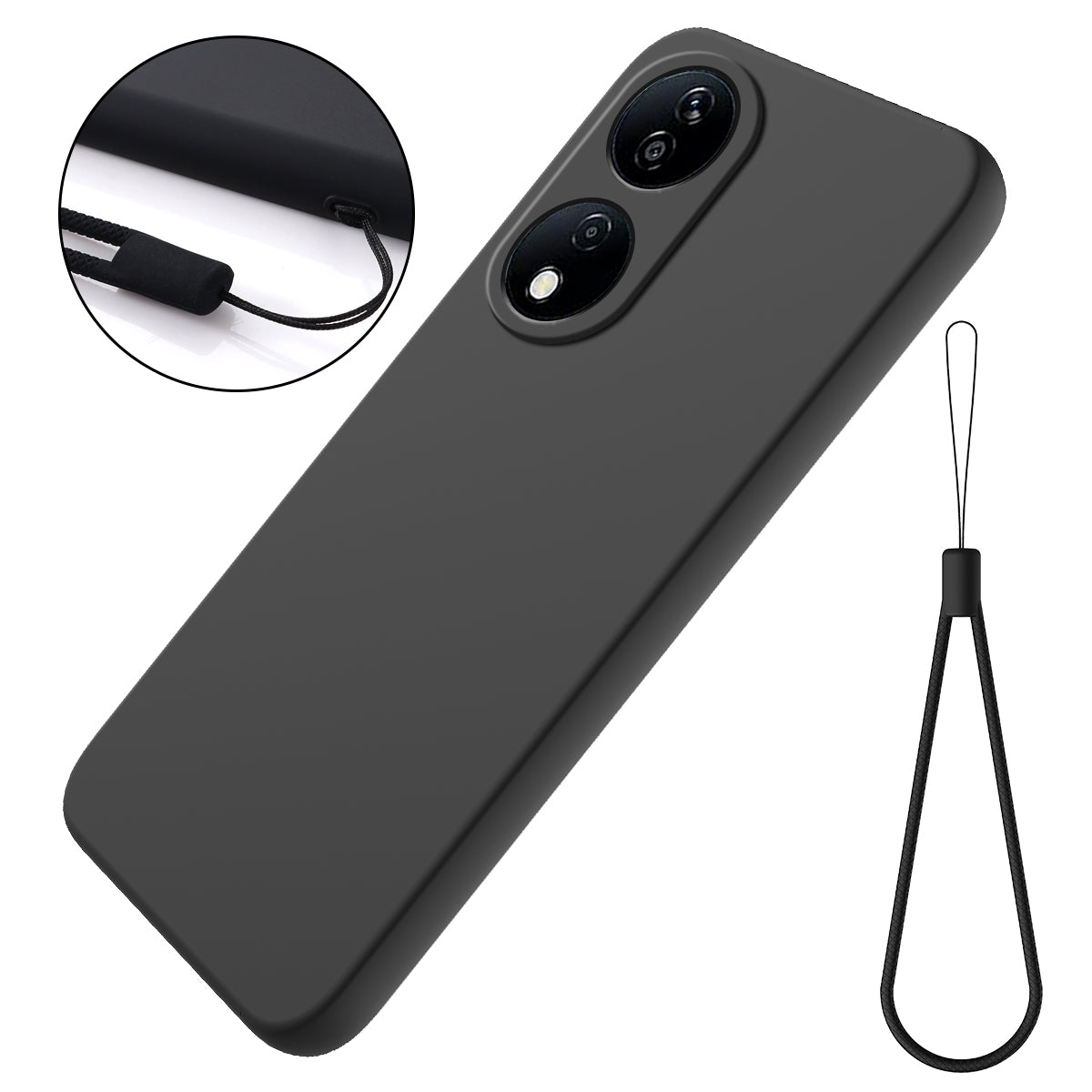 For-Honor-X7b/Play-50-Plus-Solid-Color-Liquid-Silicone-Dropproof-Full-Coverage-Protective-Case(Black)