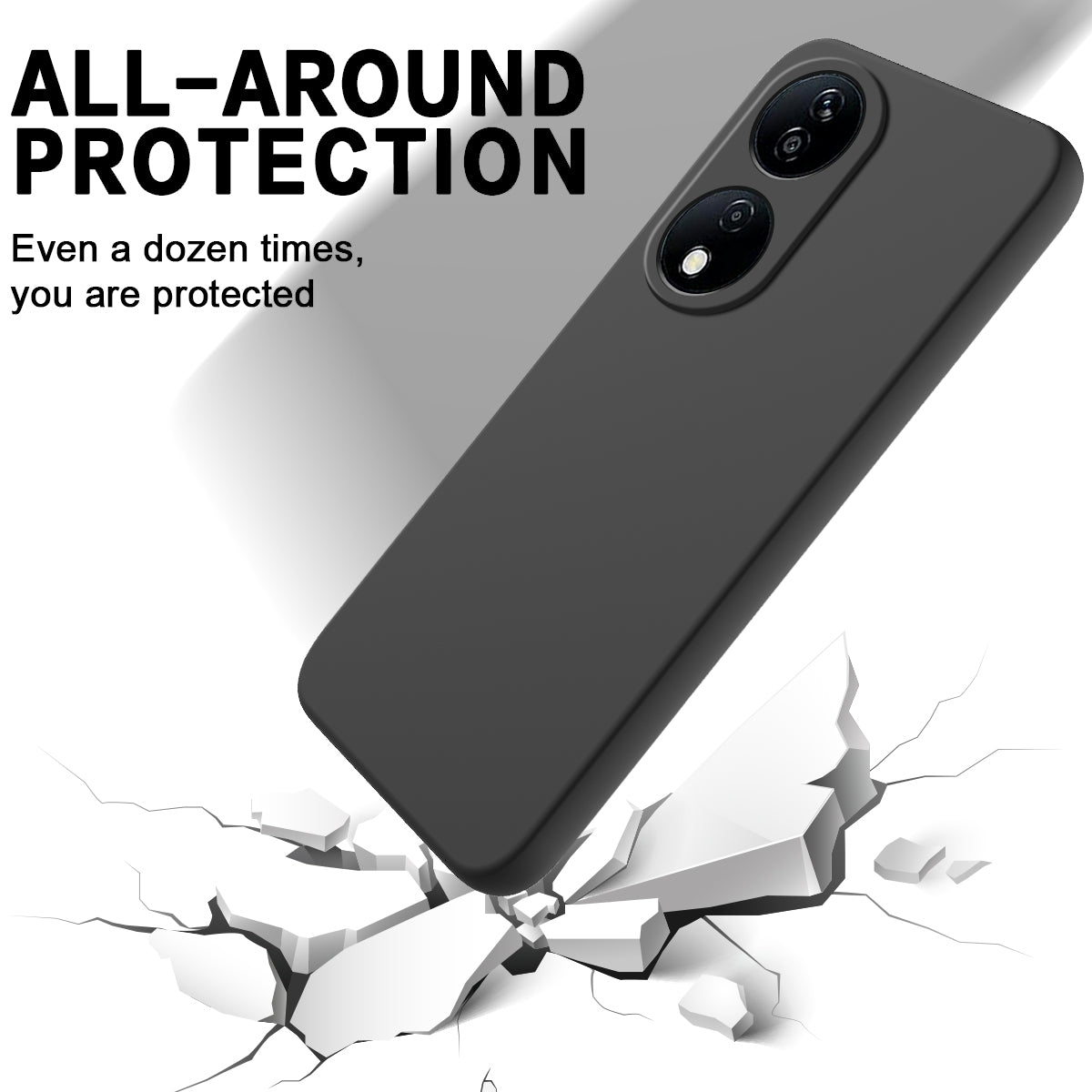 For-Honor-X7b/Play-50-Plus-Solid-Color-Liquid-Silicone-Dropproof-Full-Coverage-Protective-Case(Black)