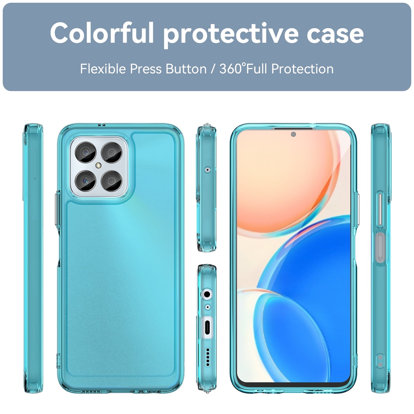 For-Honor-X8-5G-Candy-Series-TPU-Phone-Case(Transparent-Blue)