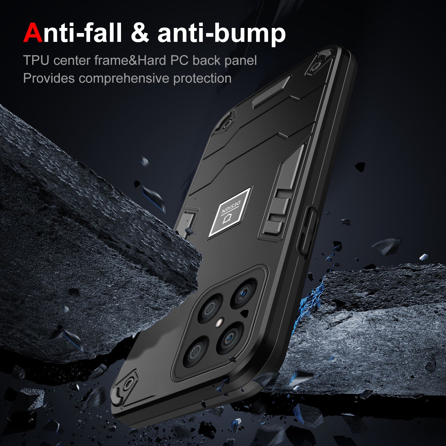 For-Honor-X8-2-in-1-Shockproof-Phone-Case(Black)