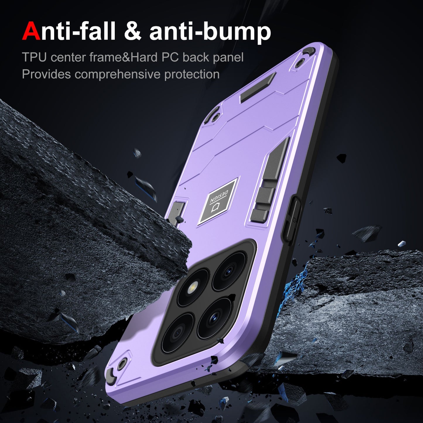 For-Honor-X8a-2-in-1-Shockproof-Phone-Case(Purple)