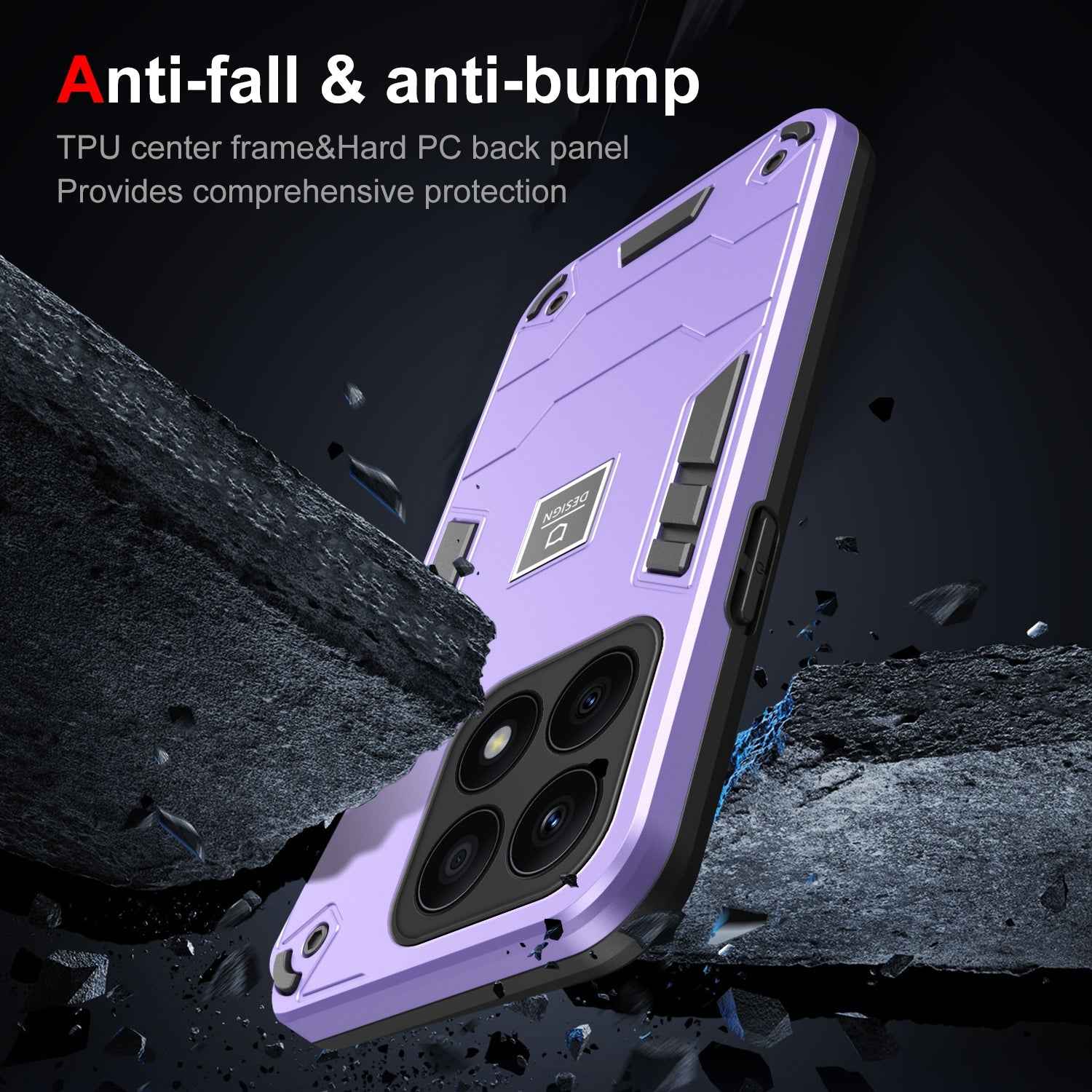 For-Honor-X8a-2-in-1-Shockproof-Phone-Case(Purple)