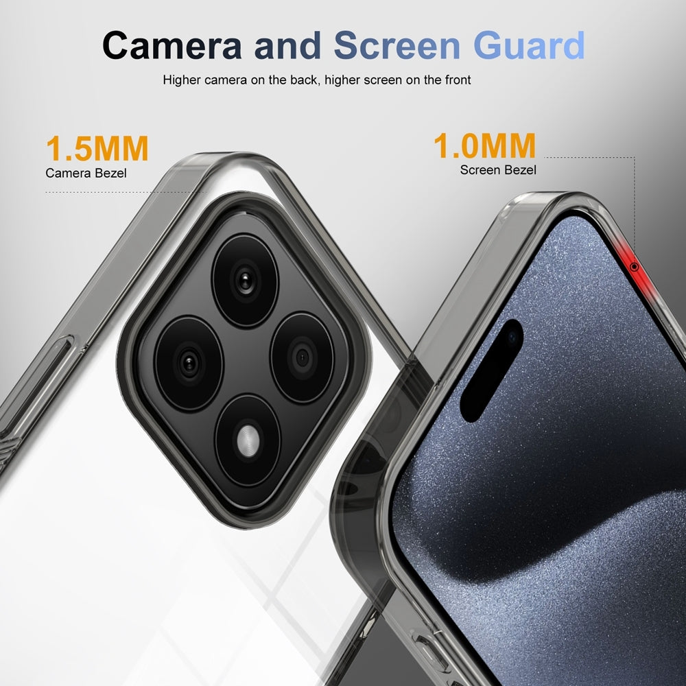 For-Honor-X8a-Anti-slip-Clear-Acrylic-Hybrid-TPU-Phone-Case(Black)