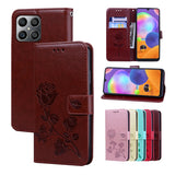 For-Honor-X8a-Rose-Embossed-Flip-PU-Leather-Phone-Case(Brown)
