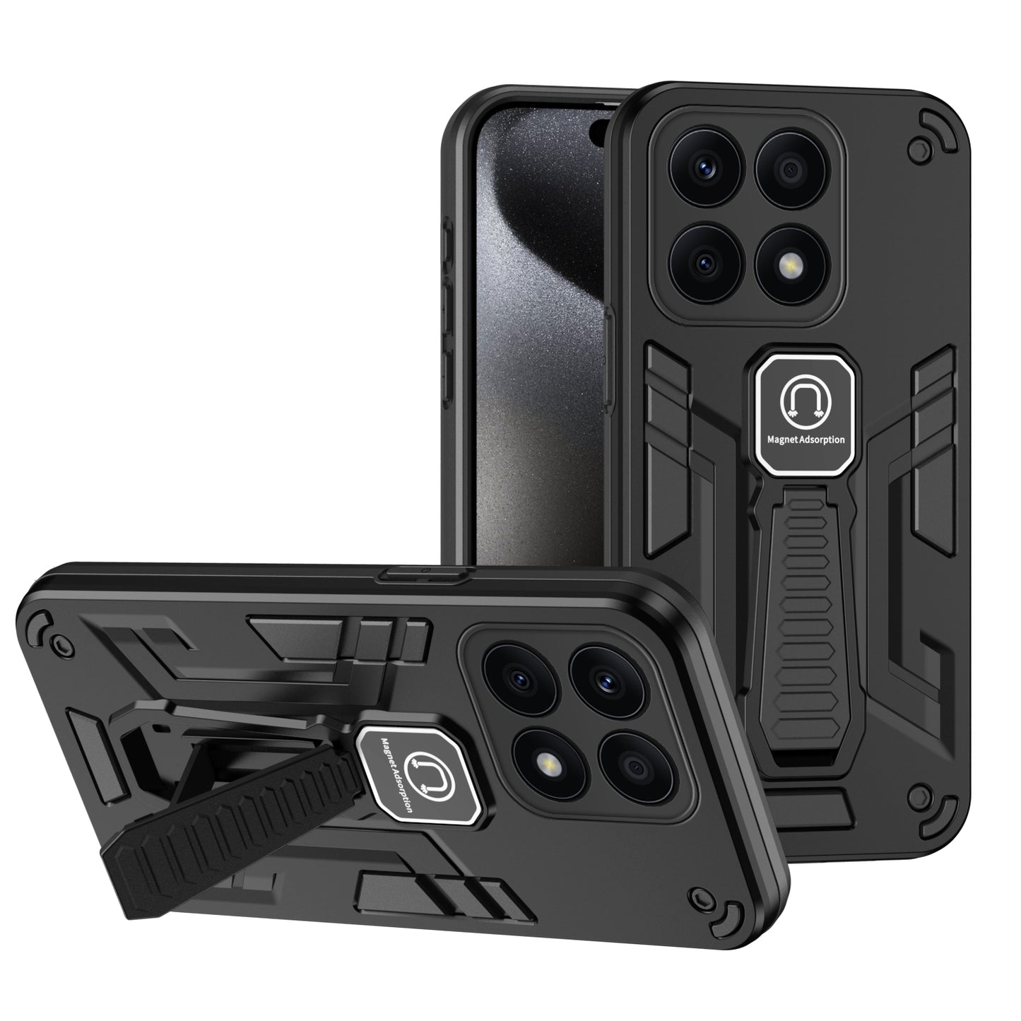 For-Honor-X8a-Shockproof-Holder-Phone-Case(Black)