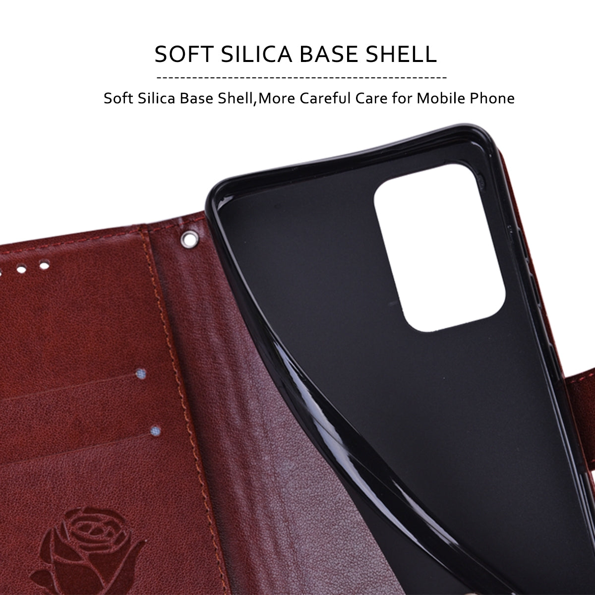 For-Honor-X8a-Rose-Embossed-Flip-PU-Leather-Phone-Case(Brown)