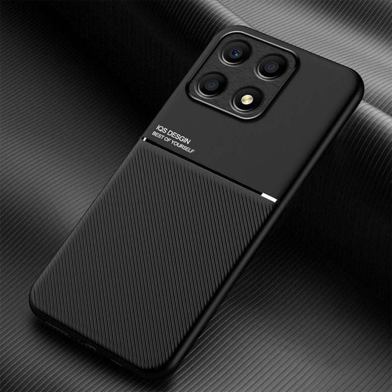For-Honor-X8a-Classic-Tilt-Strip-Grain-Magnetic-PC-Hybrid-TPU-Phone-Case(Black)