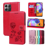For-Honor-X8a-Rose-Embossed-Flip-PU-Leather-Phone-Case(Red)
