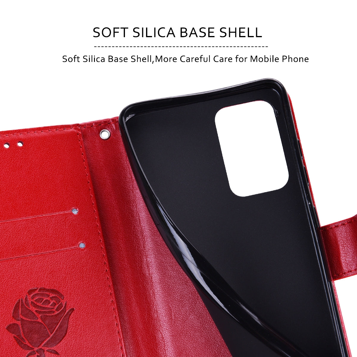 For-Honor-X8a-Rose-Embossed-Flip-PU-Leather-Phone-Case(Red)