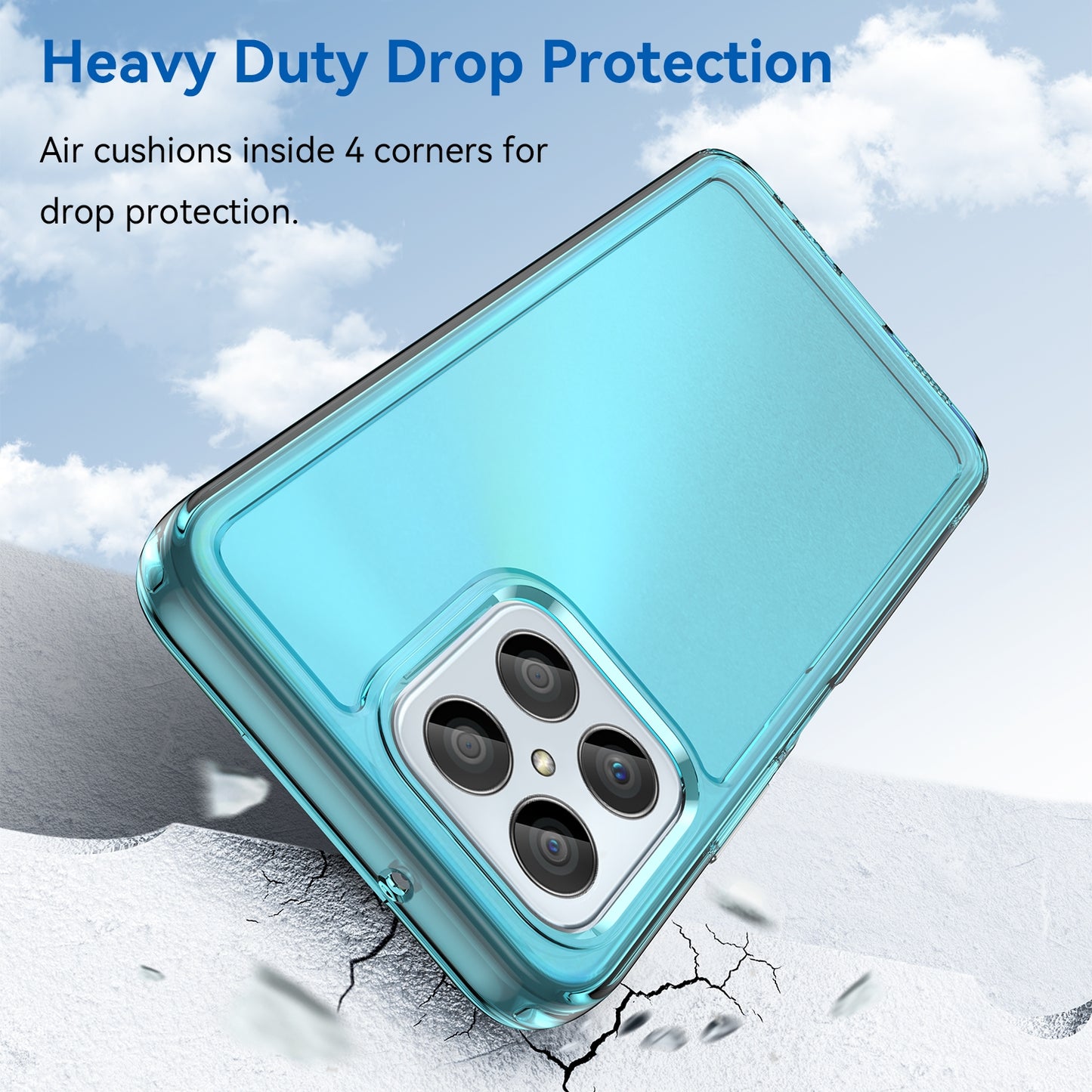 For-Honor-X8a-Candy-Series-TPU-Phone-Case(Transparent-Blue)
