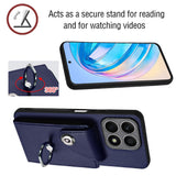 For-Honor-X8a-Organ-Card-Bag-Ring-Holder-Phone-Case-with-Long-Lanyard(Blue)