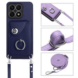 For-Honor-X8a-Organ-Card-Bag-Ring-Holder-Phone-Case-with-Long-Lanyard(Blue)