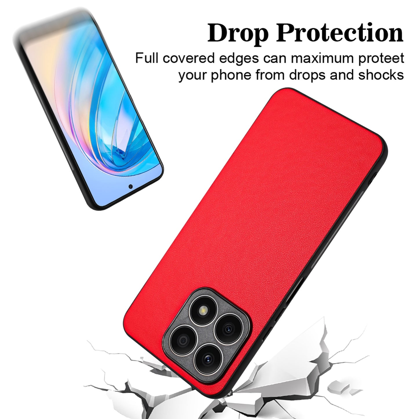 For-Honor-X8a-R20-Leather-Pattern-Phone-Single-Case(Red)