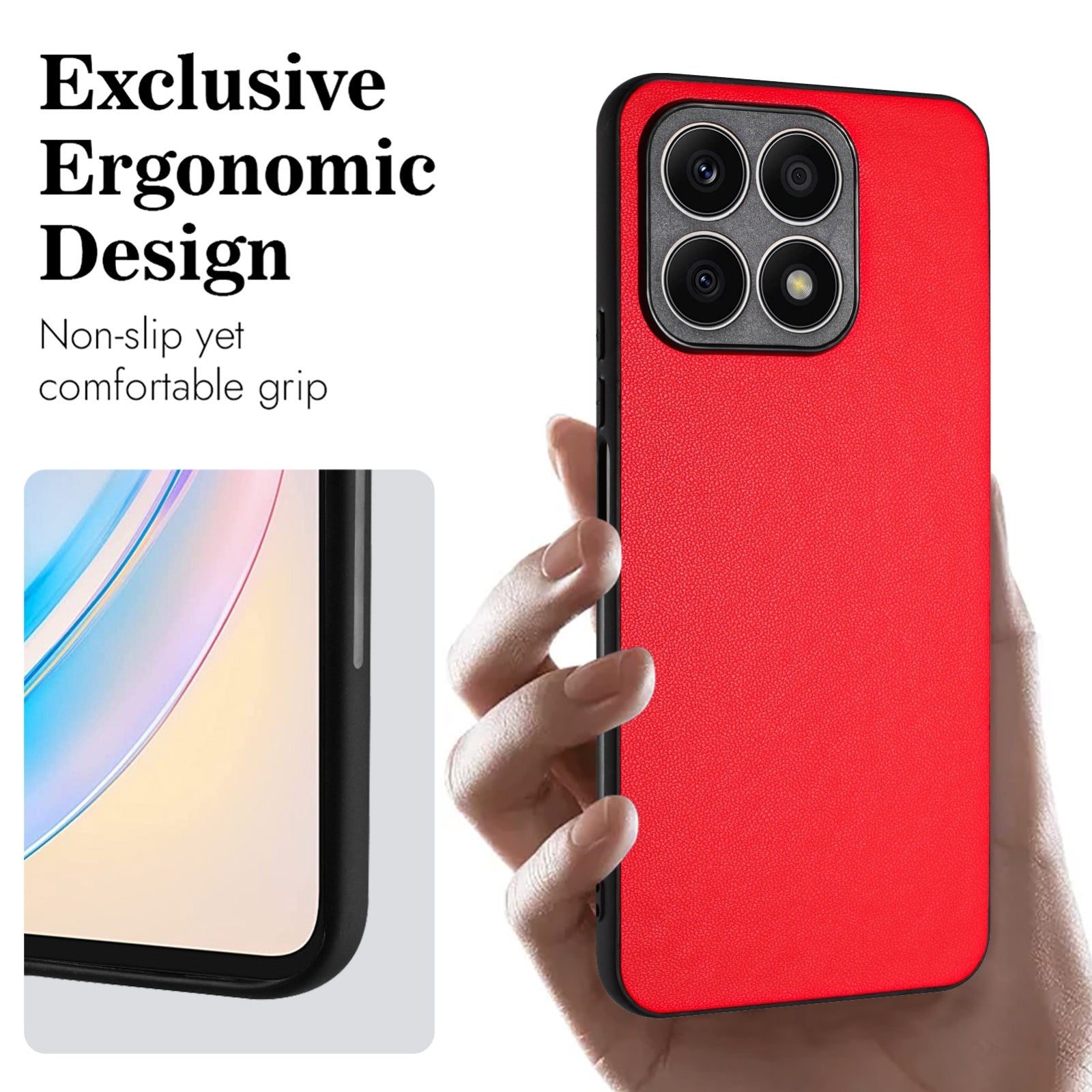 For-Honor-X8a-R20-Leather-Pattern-Phone-Single-Case(Red)