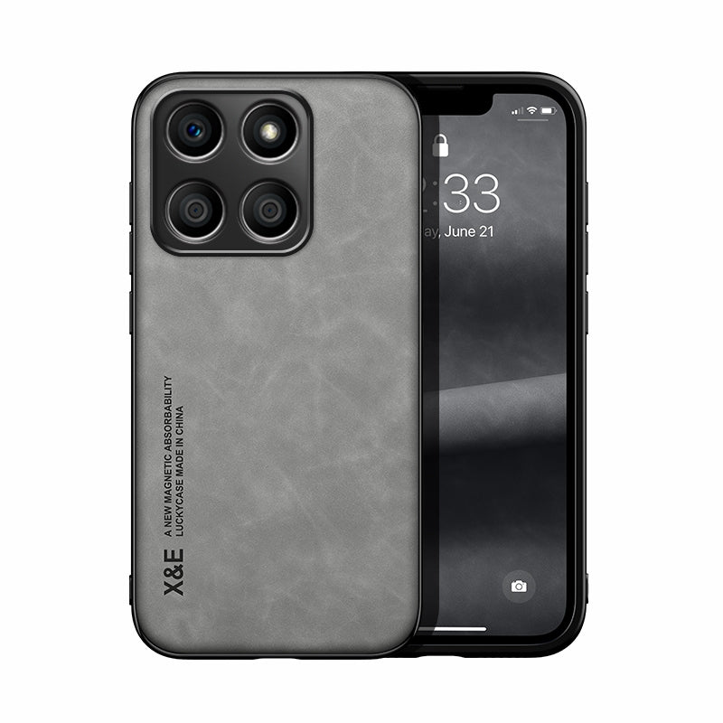 For-Honor-X8b-Skin-Feel-Magnetic-Leather-Back-Phone-Case(Light-Grey)