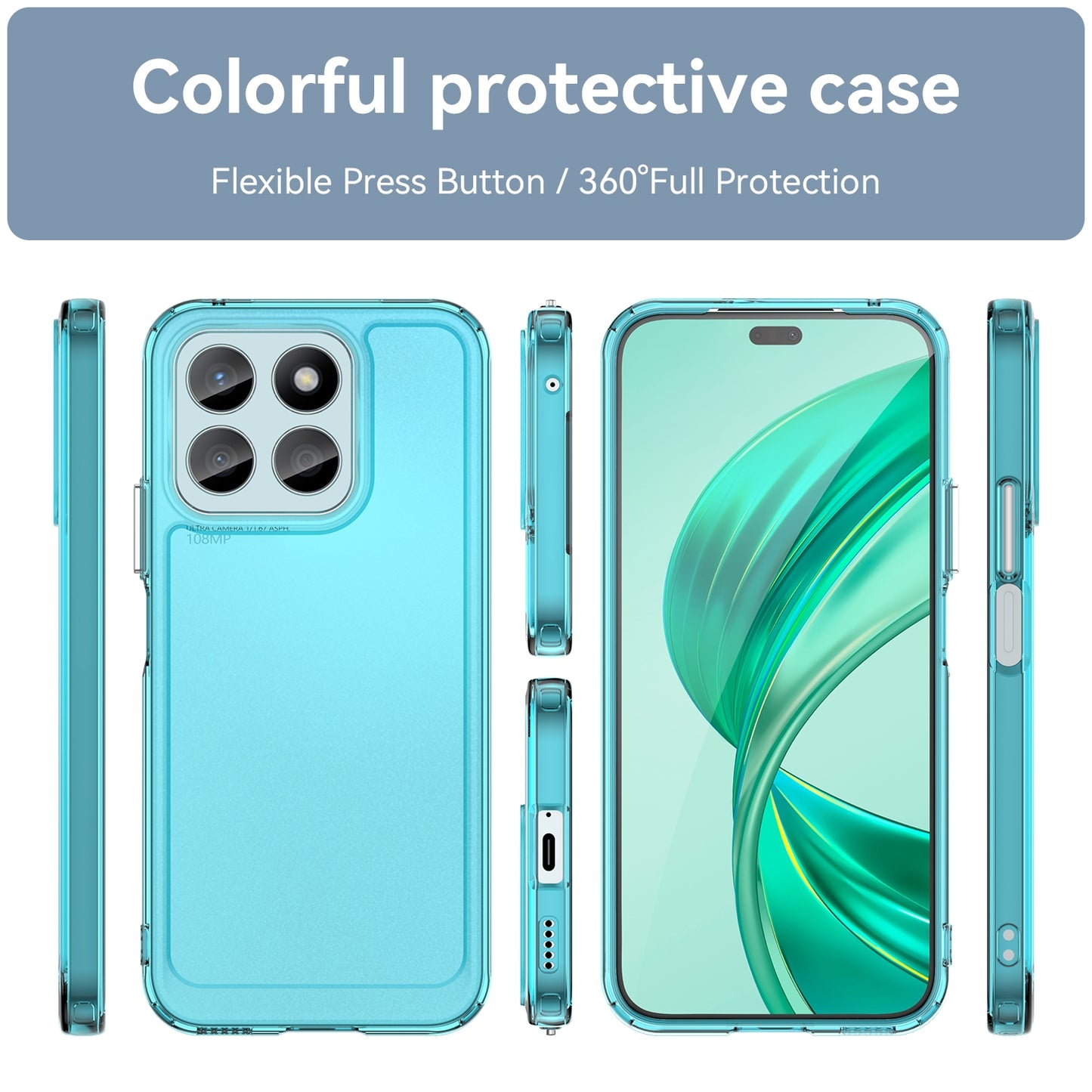 For-Honor-X8b-Candy-Series-TPU-Phone-Case(Transparent-Blue)