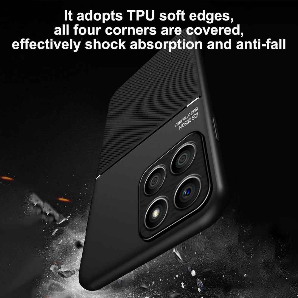 For-Honor-X8b-Classic-Tilt-Strip-Grain-Magnetic-PC-Hybrid-TPU-Phone-Case(Black)