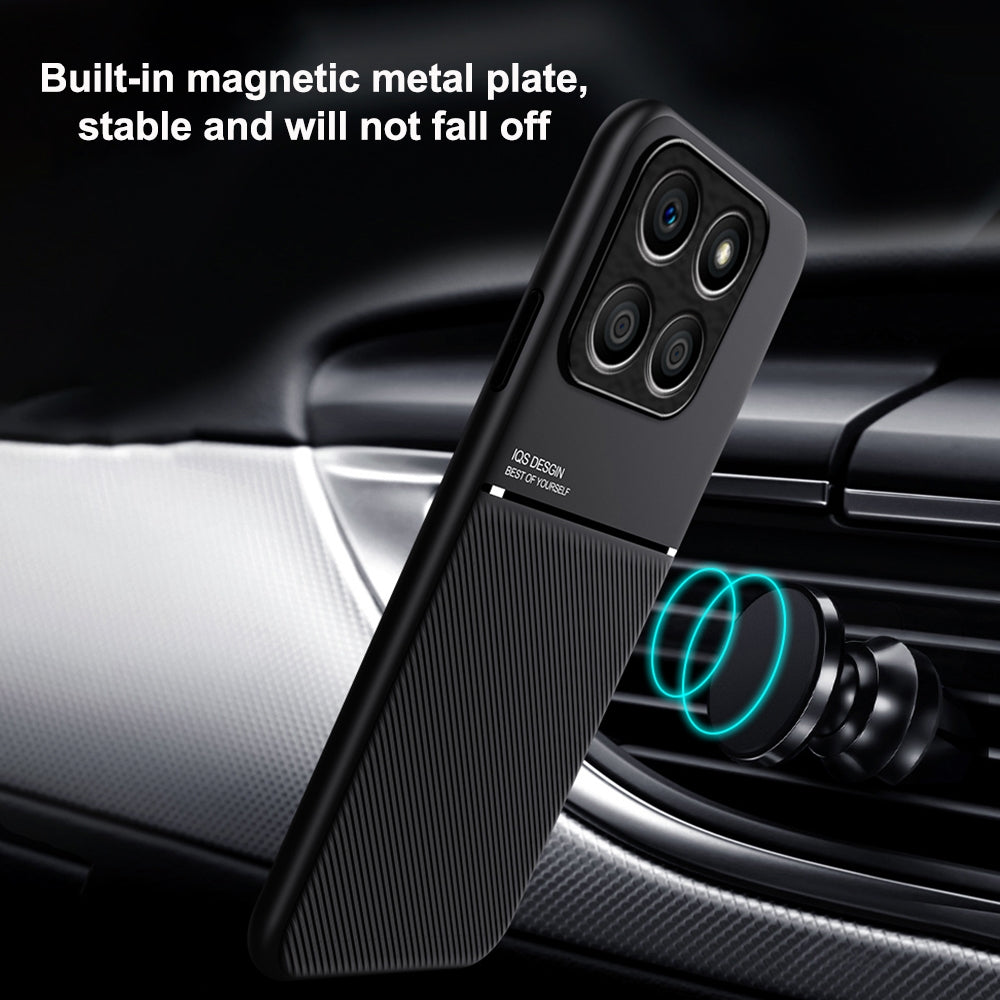 For-Honor-X8b-Classic-Tilt-Strip-Grain-Magnetic-PC-Hybrid-TPU-Phone-Case(Black)