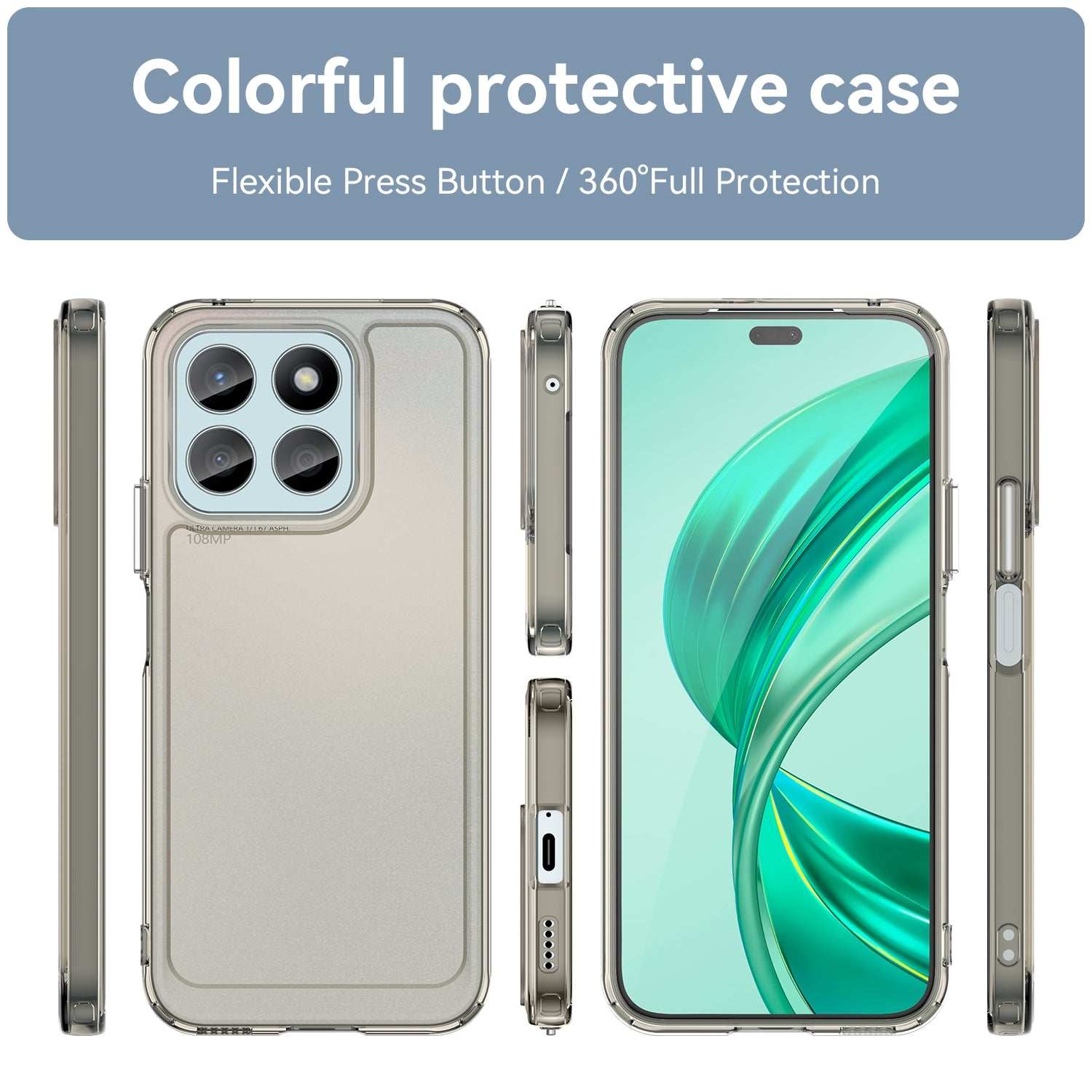 For-Honor-X8b-Candy-Series-TPU-Phone-Case(Transparent-Grey)