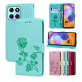 For-Honor-X8b-Rose-Embossed-Flip-PU-Leather-Phone-Case(Green)