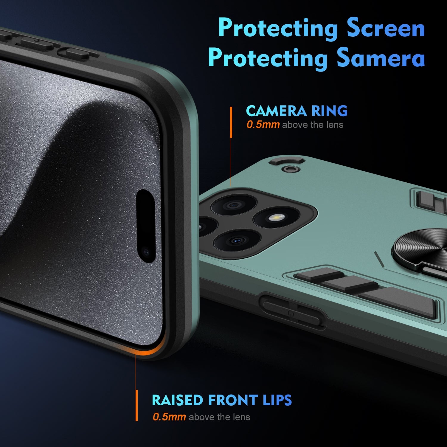 For-Honor-X8b-Shockproof-Metal-Ring-Holder-Phone-Case(Green)