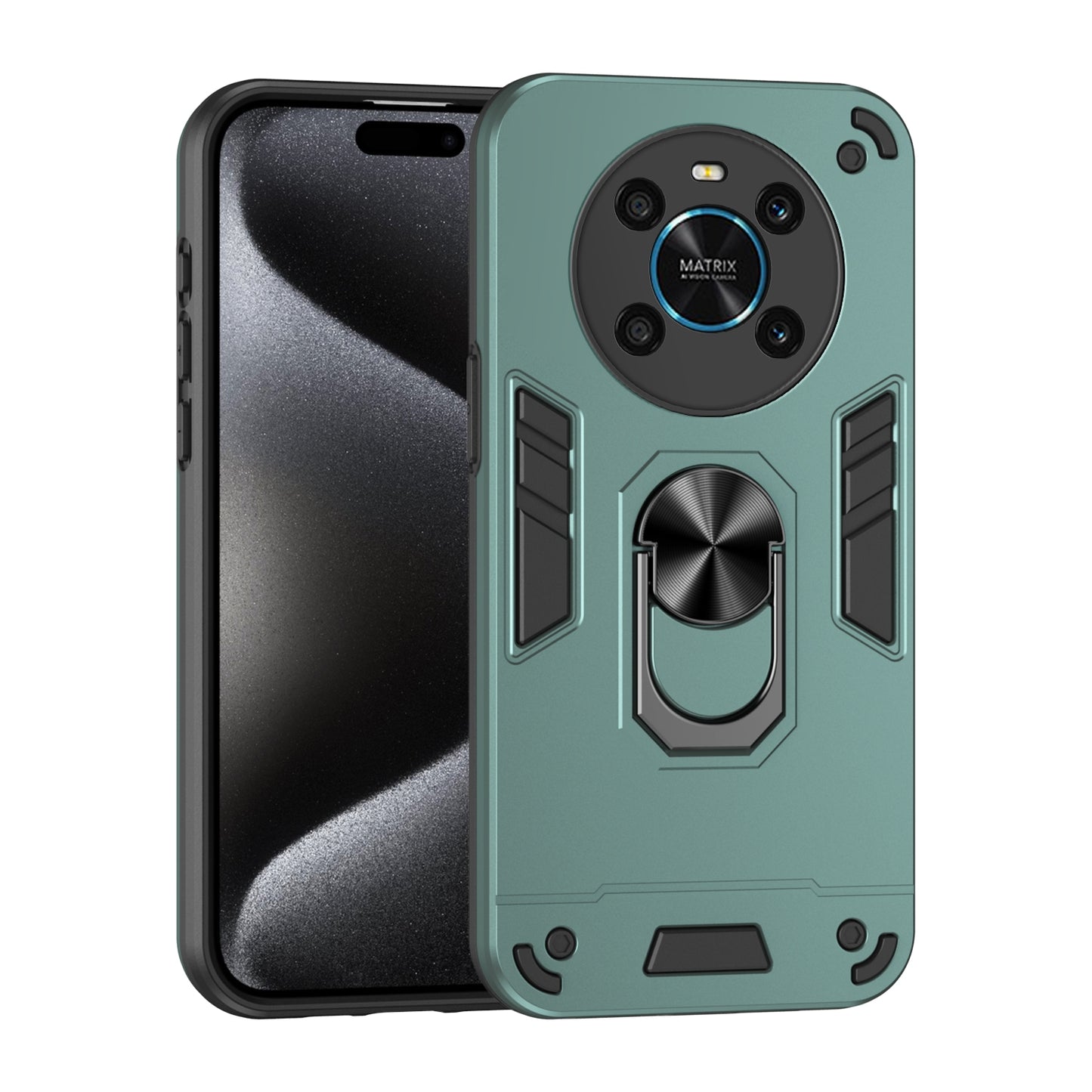 For-Honor-X9-Shockproof-Metal-Ring-Holder-Phone-Case(Green)