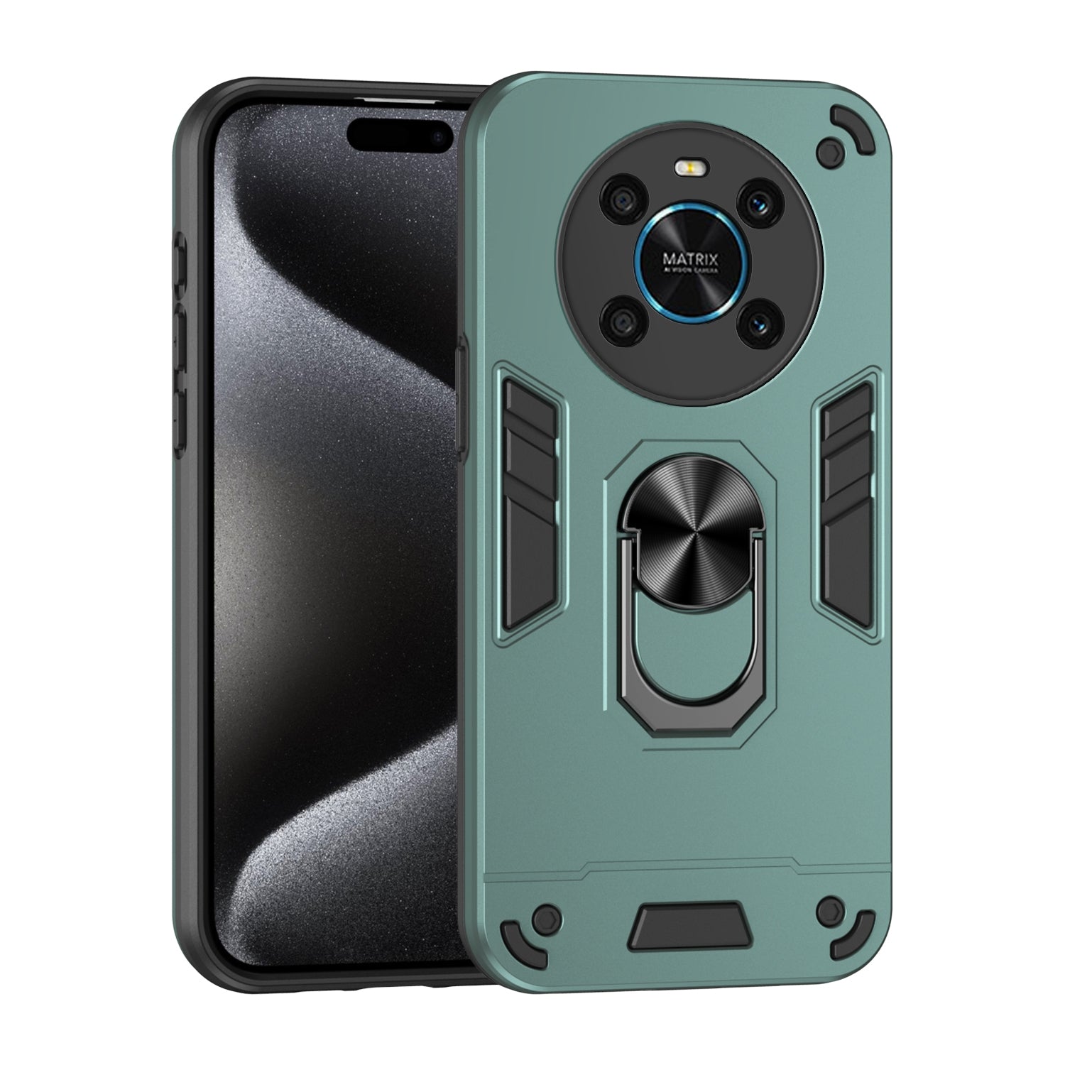 For-Honor-X9-Shockproof-Metal-Ring-Holder-Phone-Case(Green)
