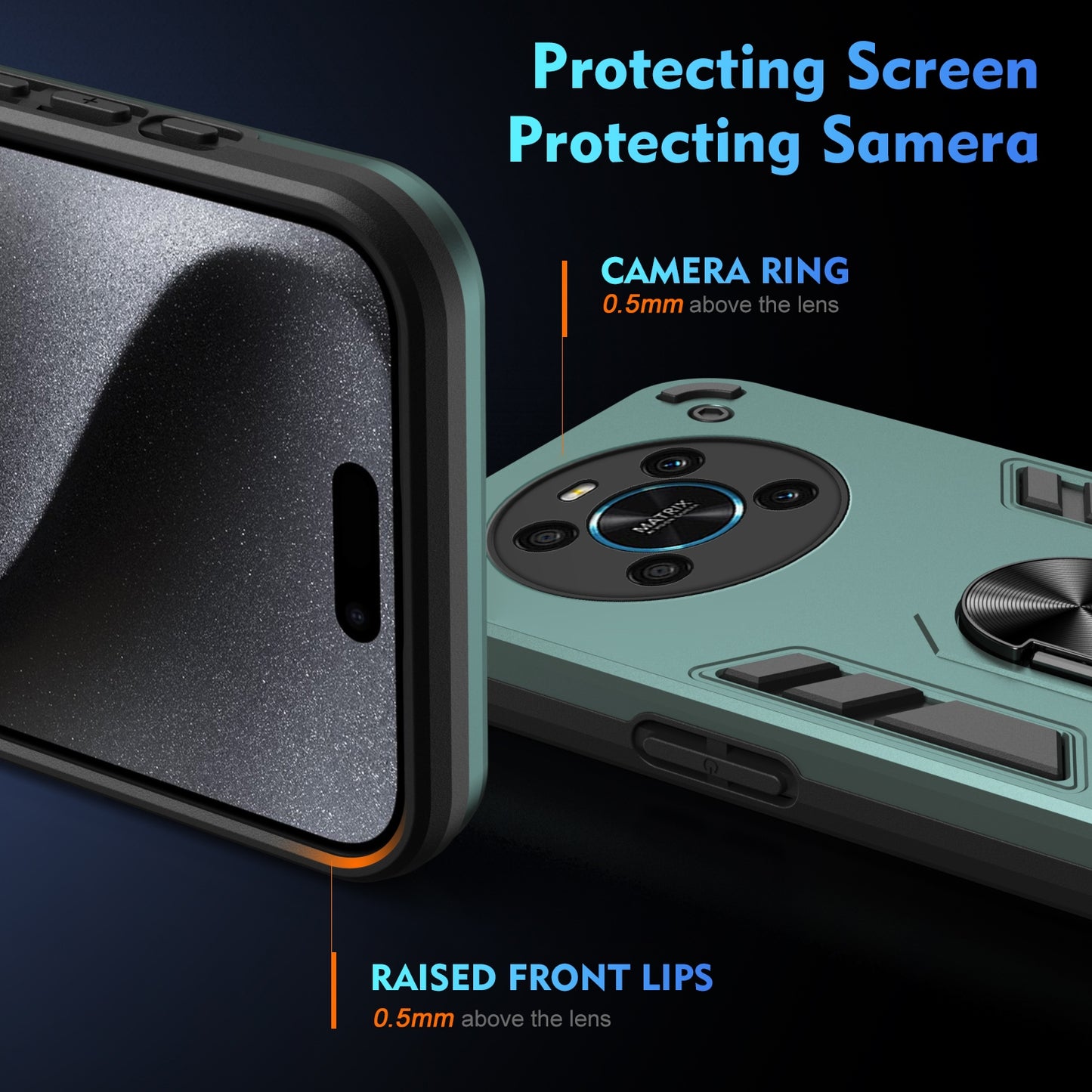 For-Honor-X9-Shockproof-Metal-Ring-Holder-Phone-Case(Green)