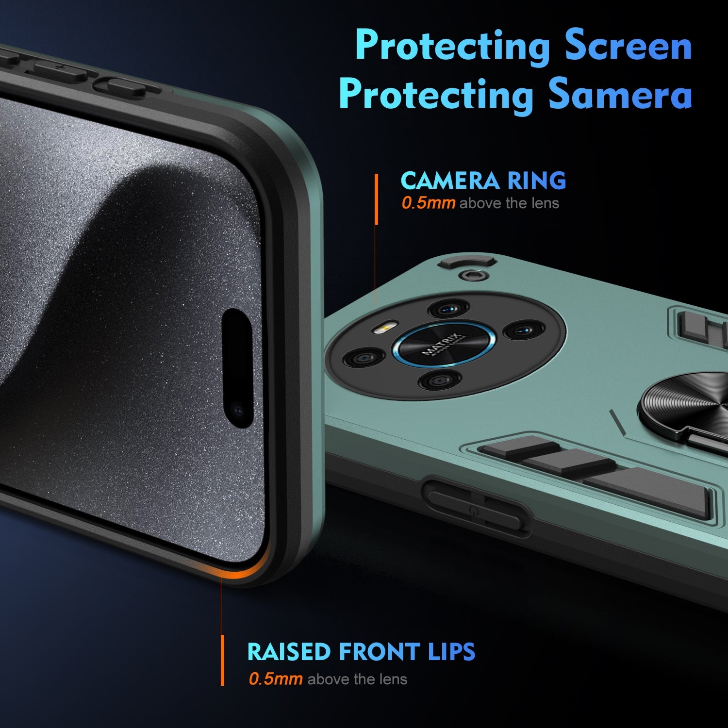 For-Honor-X9-Shockproof-Metal-Ring-Holder-Phone-Case(Green)