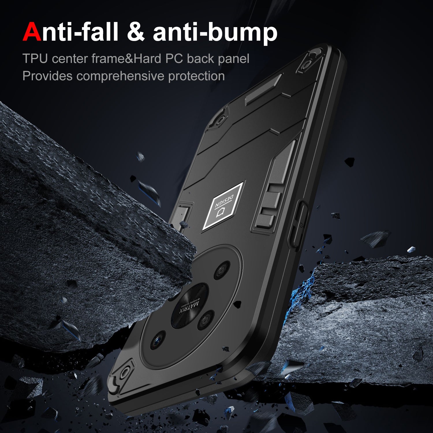For-Honor-X9-5G-2-in-1-Shockproof-Phone-Case(Black)
