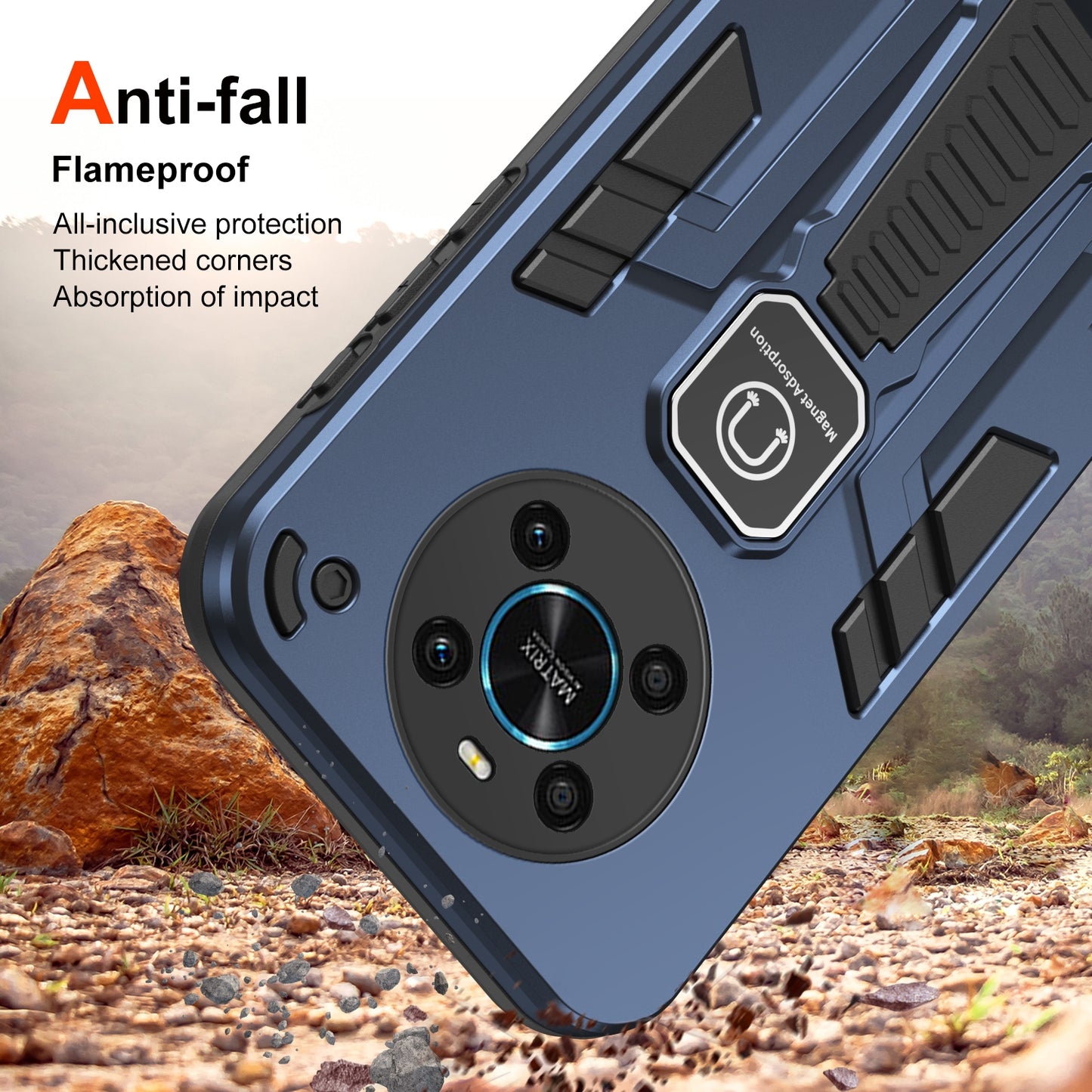 For-Honor-X9-Shockproof-Holder-Phone-Case(Blue)