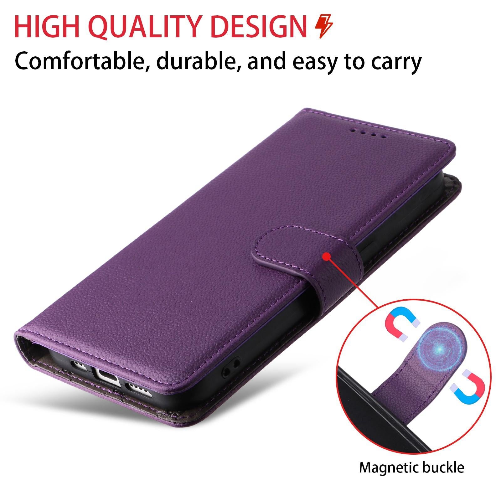 For-Honor-X9a-5G-/-X40-5G-/-Magic5-Lite-Litchi-Texture-RFID-Blocking-3-Card-Wallet-Leather-Phone-Case(Purple)