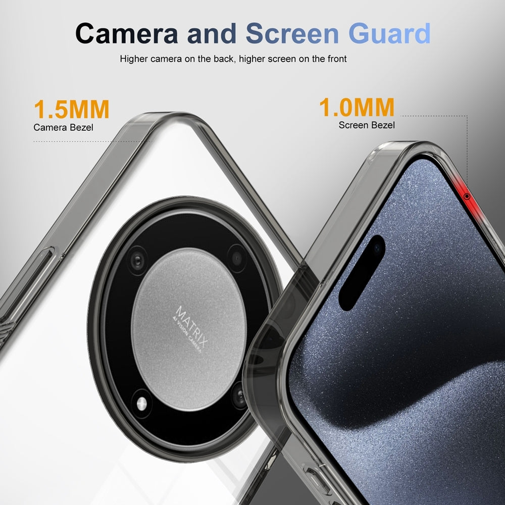 For-Honor-X9a-Anti-slip-Clear-Acrylic-Hybrid-TPU-Phone-Case(Black)